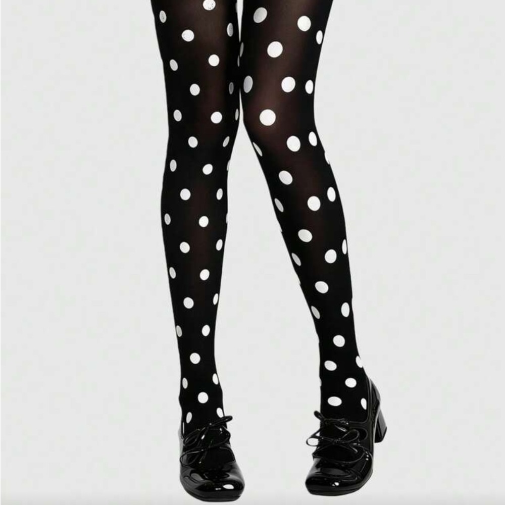 Polka Dot Black and White Tights